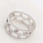 Zirkónový prsteň so vzorom listov, ródium, 7,5