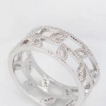 Zirkónový prsteň so vzorom listov, ródium, 7,5