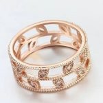 Zirkónový prsteň so vzorom listov, trblietavé zlato, 6.5