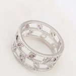 Zirkónový prsteň so vzorom listov, ródium, 6.5