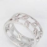 Zirkónový prsteň so vzorom listov, ródium, 6.5