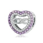 Strieborné kúzlo, srdce so symbolom nekonečna