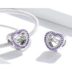 Strieborné kúzlo, srdce so symbolom nekonečna