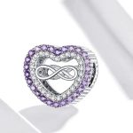Strieborné kúzlo, srdce so symbolom nekonečna