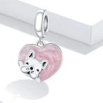 Strieborný prívesok, srdce s mopslíkom