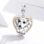Strieborný prívesok, srdce so šteniatkom