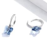 Strieborné náušnice s modrým motýľom
