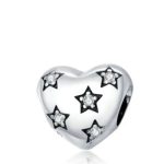 Strieborné kúzlo, srdce s hviezdami