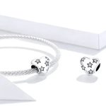 Strieborné kúzlo, srdce s hviezdami