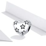 Strieborné kúzlo, srdce s hviezdami