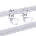 Strieborné náušnice, kožený vzor