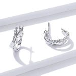 Strieborné náušnice, kožený vzor