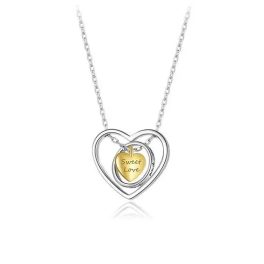   Strieborný srdiečkový náhrdelník s pozláteným srdiečkom