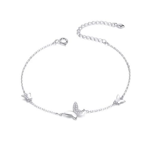 Ezüst karkötő pillangókkal