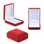 Zamatová šperkovnica na náhrdelník, červená a biela