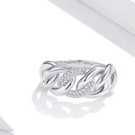 Dámsky strieborný prsteň s bielym kryštálom, veľkosť 8