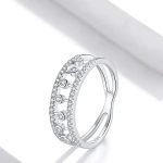 Strieborný prsteň s bielym kryštálom, veľkosť 7