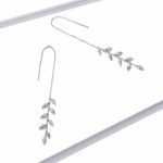 Ezüst fülbevaló, leveles