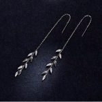 Ezüst fülbevaló, leveles