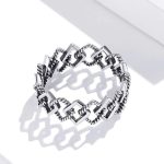 Strieborný prsteň, geometrický, veľkosť 6