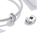 Strieborné kúzlo, fialové a biele srdiečka