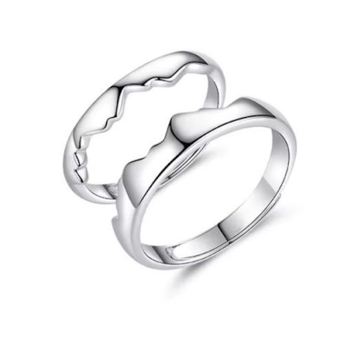 Ezüst karikagyűrű, egy pár, hegy és tenger