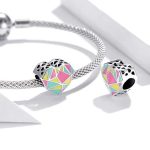 Strieborné kúzlo, srdce, farebné