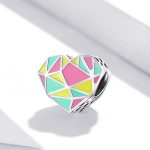 Strieborné kúzlo, srdce, farebné