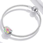 Strieborné kúzlo, srdce, farebné