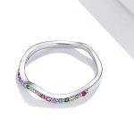 Strieborný prsteň, dúha, veľkosť 8