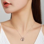 Strieborný náhrdelník, srdce s pandou