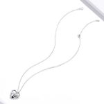 Strieborný náhrdelník, srdce s pandou