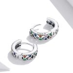 Strieborné náušnice, kosoštvorec