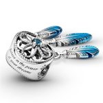 Strieborný prívesok, lapač snov, modrý