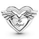 Strieborné kúzlo, srdce s anjelskými krídlami