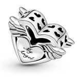 Strieborné kúzlo, srdce s anjelskými krídlami