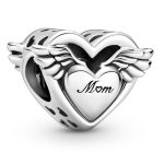 Strieborné kúzlo, srdce s anjelskými krídlami