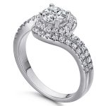 Dámsky zásnubný prsteň, dvojitý, strieborný, veľkosť 9