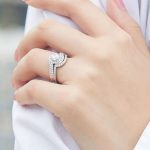 Dámsky zásnubný prsteň, dvojitý, strieborný, veľkosť 5