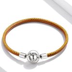 Dámsky náramok, strieborný/kožený, 19 cm