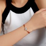 Dámsky náramok, strieborný/kožený, 19 cm