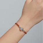 Dámsky náramok, strieborný/kožený, 19 cm