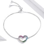 Strieborný náramok s dúhovým srdiečkom