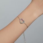 Strieborný náramok s dúhovým srdiečkom