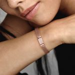 Strieborný náramok, ružové zlato, 17 cm