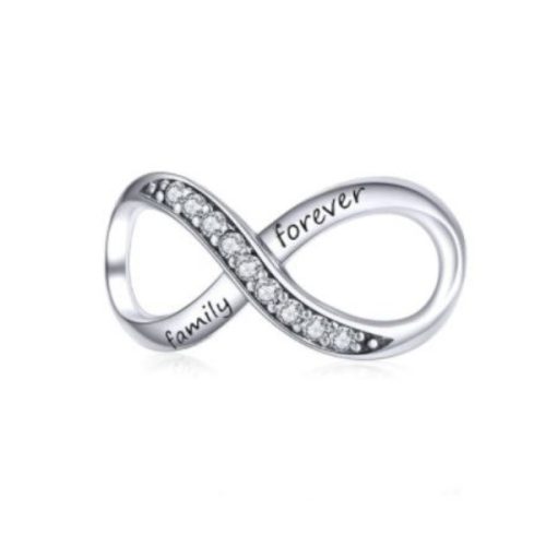 Strieborné kúzlo, nekonečné, s bielymi kamienkami