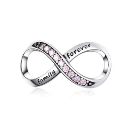 Strieborné kúzlo, nekonečné, s ružovými kamienkami