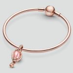 Strieborný prívesok, teplovzdušný balón, ružové zlato