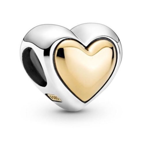 Strieborný kúzlo, srdce, s ružovozlatým zdobením