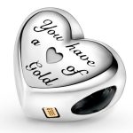 Strieborný kúzlo, srdce, s ružovozlatým zdobením